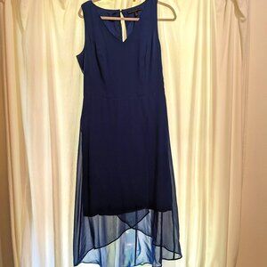 Cobalt Blue  V Neck Hi-Low Dress - Size 12